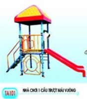 Khu vui chơi liên hoàn - Model Nhà chơi 1cầu trượt mái vuông